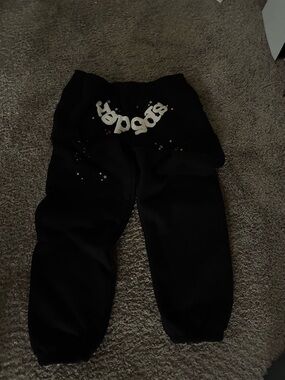 Black Graphic Jogger Sweatpants with Star Accent